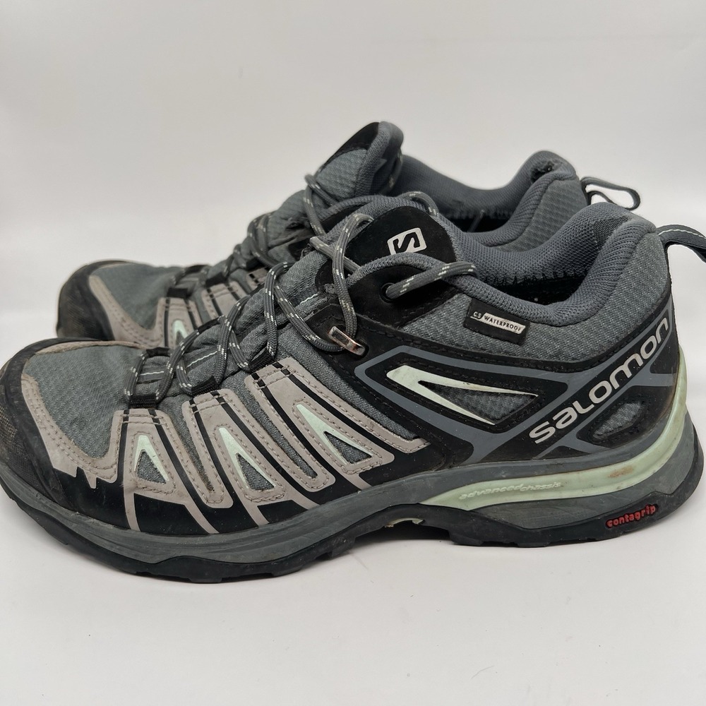 Salomon X Pioneer Ultra Women's Size 8 Gray Blue Waterproof Trail Hiking Shoes